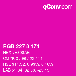 Color code: RGB 227 8 174 | qconv.com