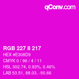 Color code: RGB 227 8 217 | qconv.com