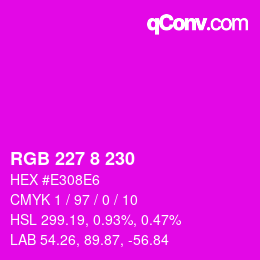 Color code: RGB 227 8 230 | qconv.com