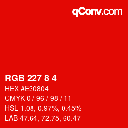 Color code: RGB 227 8 4 | qconv.com