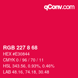 Color code: RGB 227 8 68 | qconv.com