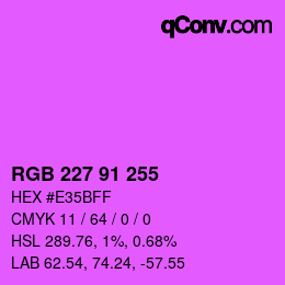 Color code: RGB 227 91 255 | qconv.com