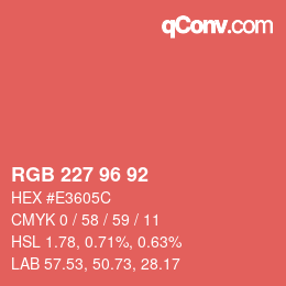 颜色代码: RGB 227 96 92 | qconv.com