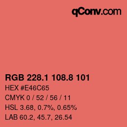 カラーコード: RGB 228.1 108.8 101 | qconv.com