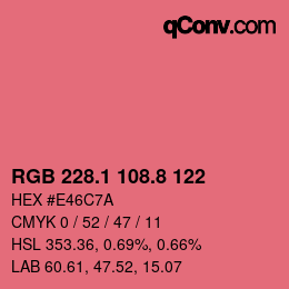 カラーコード: RGB 228.1 108.8 122 | qconv.com