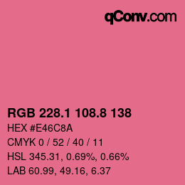 カラーコード: RGB 228.1 108.8 138 | qconv.com