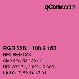カラーコード: RGB 228.1 108.8 163 | qconv.com