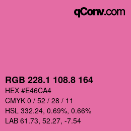 カラーコード: RGB 228.1 108.8 164 | qconv.com