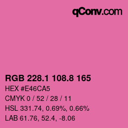 カラーコード: RGB 228.1 108.8 165 | qconv.com