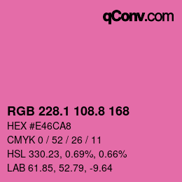 カラーコード: RGB 228.1 108.8 168 | qconv.com