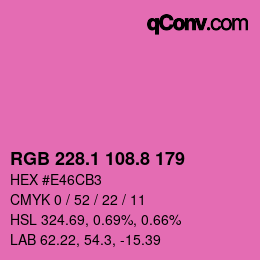 カラーコード: RGB 228.1 108.8 179 | qconv.com