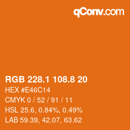 Color code: RGB 228.1 108.8 20 | qconv.com