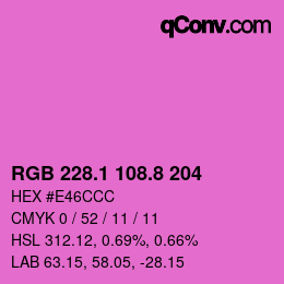 カラーコード: RGB 228.1 108.8 204 | qconv.com