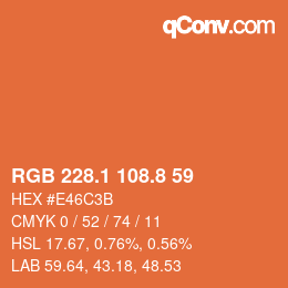 Color code: RGB 228.1 108.8 59 | qconv.com