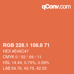 Color code: RGB 228.1 108.8 71 | qconv.com