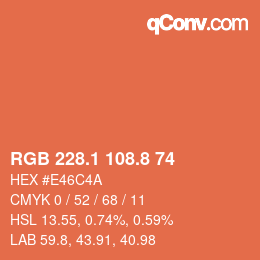 Farbcode: RGB 228.1 108.8 74 | qconv.com