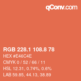 カラーコード: RGB 228.1 108.8 78 | qconv.com