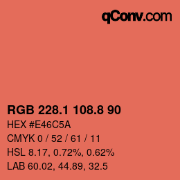 Color code: RGB 228.1 108.8 90 | qconv.com