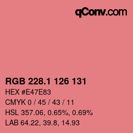 カラーコード: RGB 228.1 126 131 | qconv.com