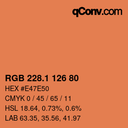 カラーコード: RGB 228.1 126 80 | qconv.com
