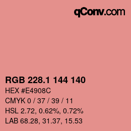 カラーコード: RGB 228.1 144 140 | qconv.com