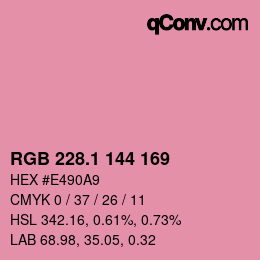 カラーコード: RGB 228.1 144 169 | qconv.com