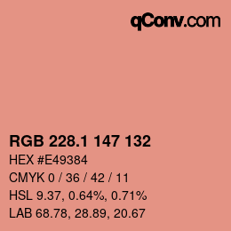 カラーコード: RGB 228.1 147 132 | qconv.com