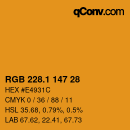 カラーコード: RGB 228.1 147 28 | qconv.com
