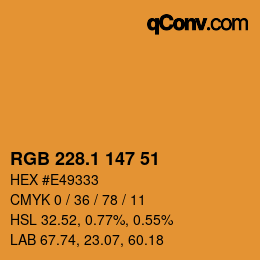 カラーコード: RGB 228.1 147 51 | qconv.com