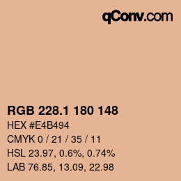 カラーコード: RGB 228.1 180 148 | qconv.com