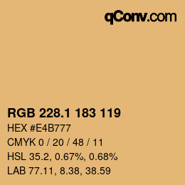 カラーコード: RGB 228.1 183 119 | qconv.com