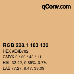 カラーコード: RGB 228.1 183 130 | qconv.com