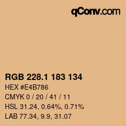 Color code: RGB 228.1 183 134 | qconv.com
