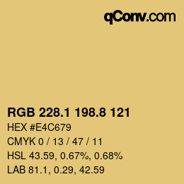 カラーコード: RGB 228.1 198.8 121 | qconv.com