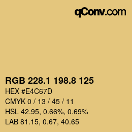 Color code: RGB 228.1 198.8 125 | qconv.com