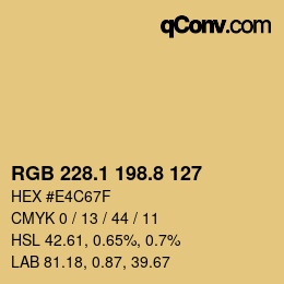 Color code: RGB 228.1 198.8 127 | qconv.com