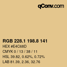 Color code: RGB 228.1 198.8 141 | qconv.com