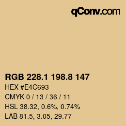 Color code: RGB 228.1 198.8 147 | qconv.com