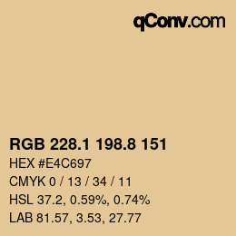 Color code: RGB 228.1 198.8 151 | qconv.com