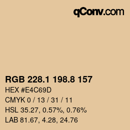 Color code: RGB 228.1 198.8 157 | qconv.com