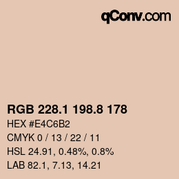 カラーコード: RGB 228.1 198.8 178 | qconv.com