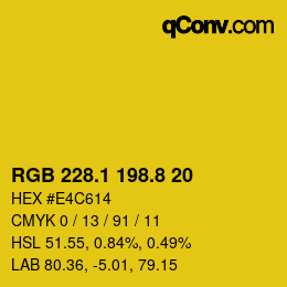 カラーコード: RGB 228.1 198.8 20 | qconv.com