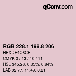 Color code: RGB 228.1 198.8 206 | qconv.com