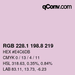 Color code: RGB 228.1 198.8 219 | qconv.com