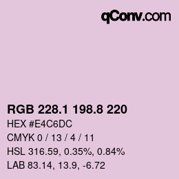 Color code: RGB 228.1 198.8 220 | qconv.com