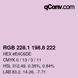 カラーコード: RGB 228.1 198.8 222 | qconv.com