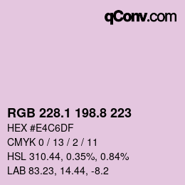 Color code: RGB 228.1 198.8 223 | qconv.com