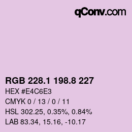 カラーコード: RGB 228.1 198.8 227 | qconv.com