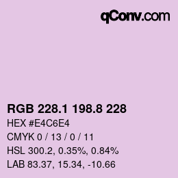 Color code: RGB 228.1 198.8 228 | qconv.com