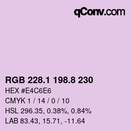 Color code: RGB 228.1 198.8 230 | qconv.com